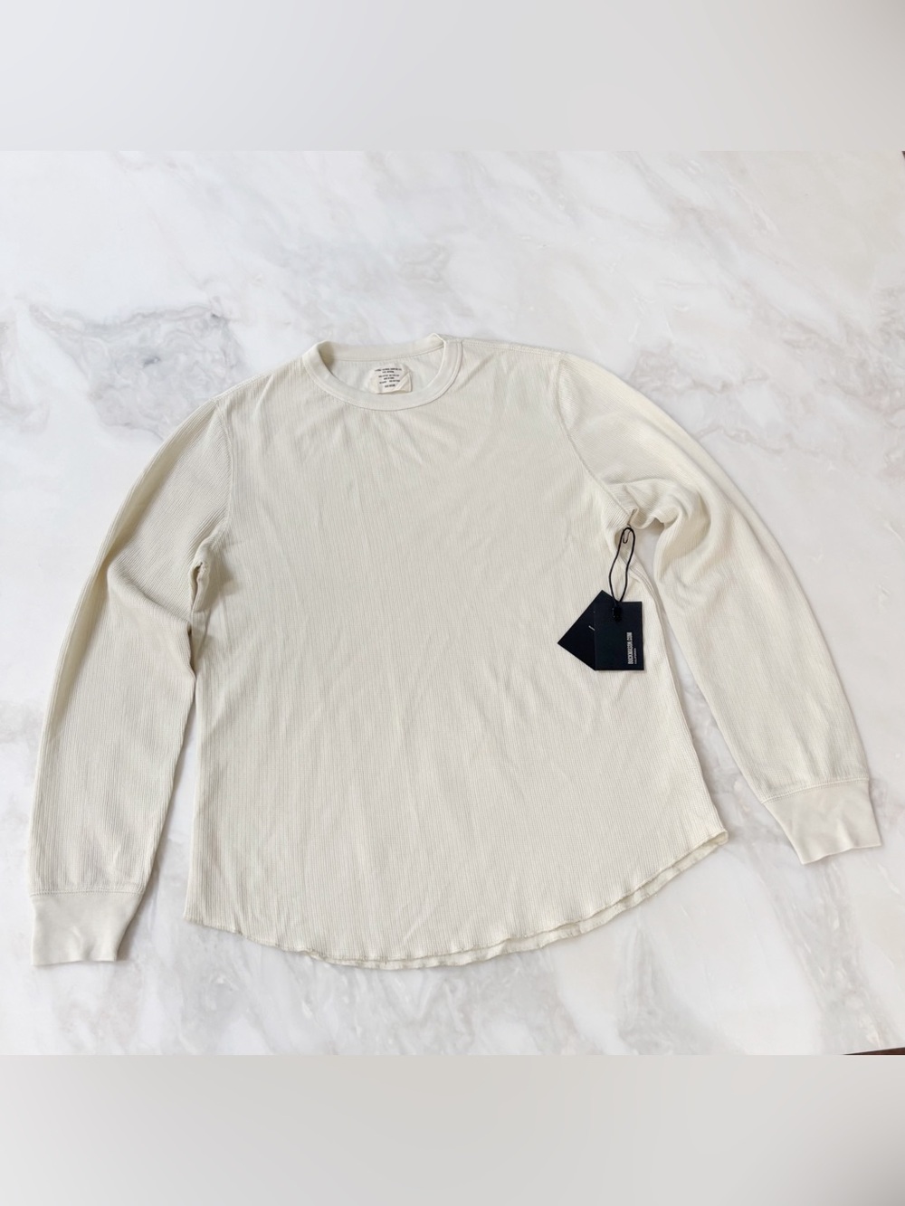 Buck Mason Vintage Thermal Surplus Tee Long Sleeve Size Medium New Cream